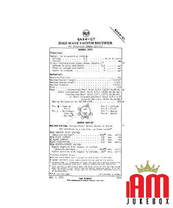 VALVOLA 6AX4 GT RECTIFIER TUBE VALVE Valvole [product.brand] Condizione: NOS [product.supplier] 1 VALVOLA 6AX4 GT RECTIFIER TUBE