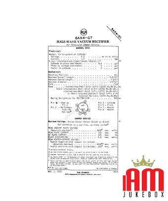 VALVOLA 6AX4 GT RECTIFIER TUBE VALVE Valvole [product.brand] Condizione: NOS [product.supplier] 1 VALVOLA 6AX4 GT RECTIFIER TUBE