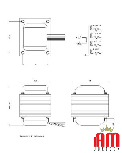 Transformer for Jukebox WURLITZER T-2 528-530-532-536 AMPLIFIER 115V Wurlitzer 1 - Shop I'm Jukebox 