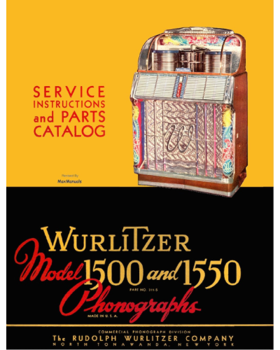 Manuale Jukebox WURLITZER in pdf ad alta definizione scaricabile. Modelli 1500 e 1550 (1952) Wurlitzer 1 - Shop I'm Jukebox 