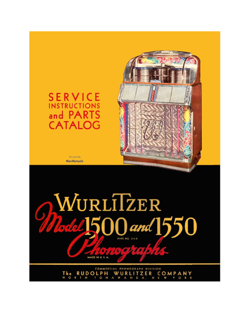 WURLITZER Jukebox-Handbuch als herunterladbares hochauflösendes PDF. Modelle 1500 und 1550 (1952) Wurlitzer 1 - Shop I'm Jukebox