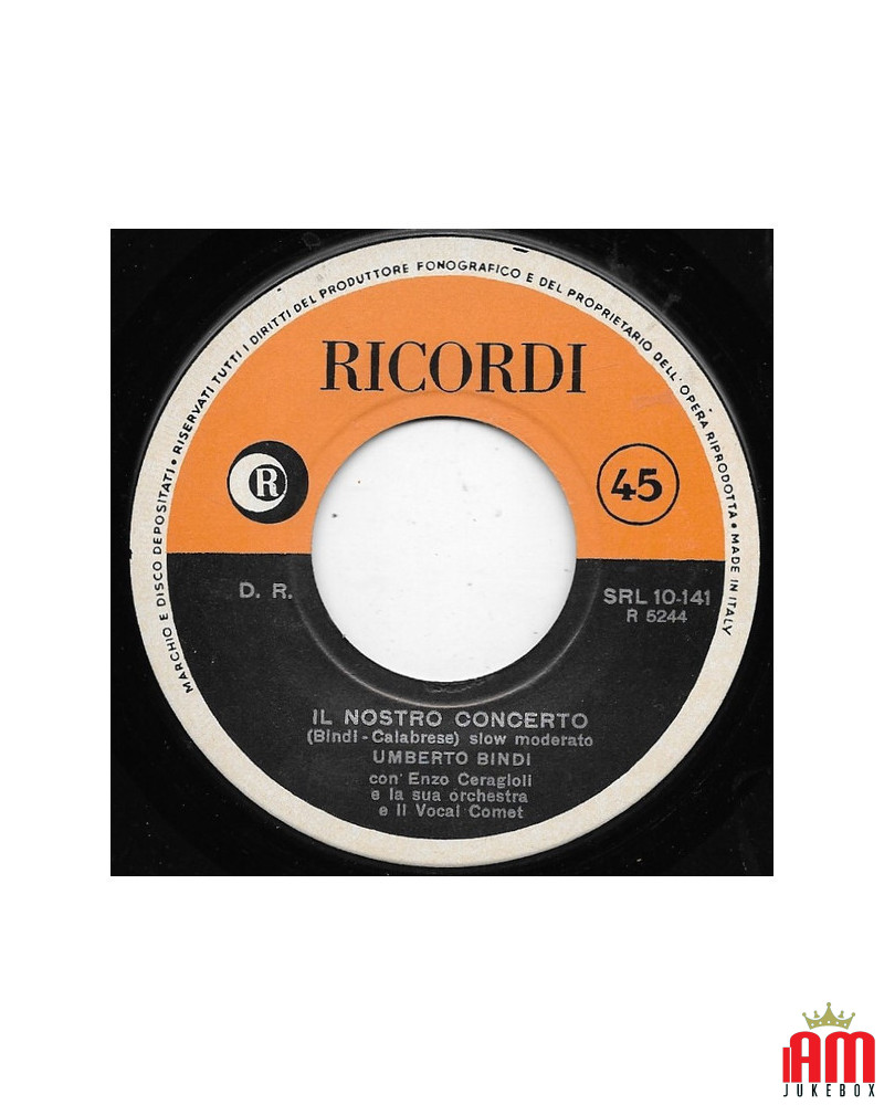 Il Nostro Concerto [Umberto Bindi] - Vinyl 7", 45 RPM, Reissue [product.brand] 1 - Shop I'm Jukebox 