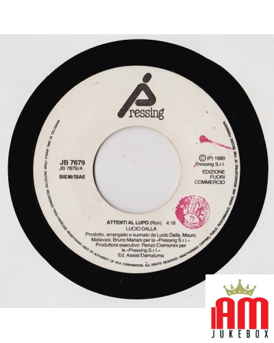 Attenti Al Lupo [Lucio Dalla] - Vinyl 7", 45 RPM, Promo [product.brand] 1 - Shop I'm Jukebox 