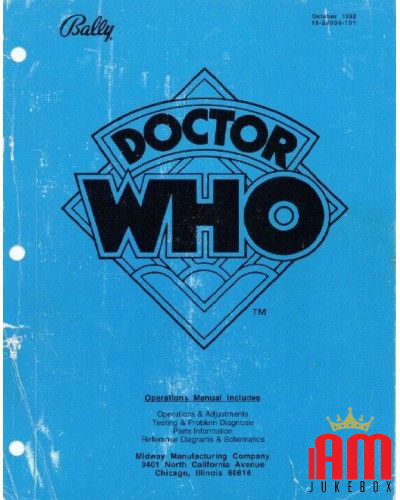 Manuale del gioco Bally Doctor Who Pinball Machine Schemi ORIGINALI