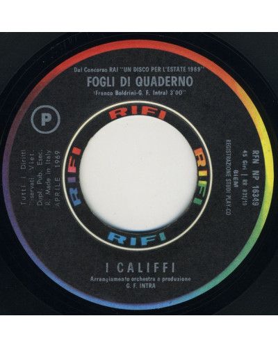 Fogli Di Quaderno [I Califfi] - Vinyl 7", 45 RPM, Single