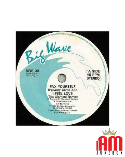 I Feel Love (The Ultimate Remix) [Fax Yourself,...] - Vinyl 7", 45 RPM [product.brand] 1 - Shop I'm Jukebox 