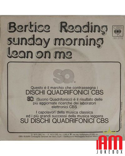 Sunday Morning [Bertice Reading] - Vinyl 7", 45 RPM [product.brand] 1 - Shop I'm Jukebox 