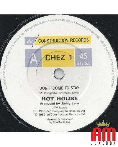 Don't Come To Stay [Hot House] - Vinyl 7", 45 RPM, Single [product.brand] 1 - Shop I'm Jukebox 