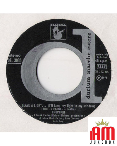 Leave A Light [Eruption (4)] - Vinyl 7", 45 RPM, Stereo [product.brand] 1 - Shop I'm Jukebox 