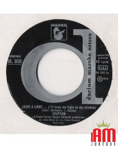 Leave A Light [Eruption (4)] - Vinyl 7", 45 RPM, Stereo [product.brand] 1 - Shop I'm Jukebox 