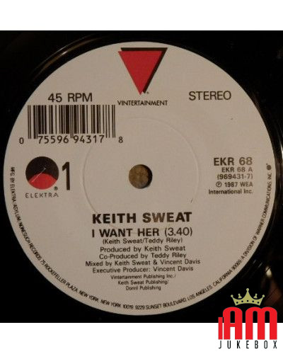 I Want Her [Keith Sweat] - Vinyl 7", 45 RPM, Single, Stereo [product.brand] 1 - Shop I'm Jukebox 