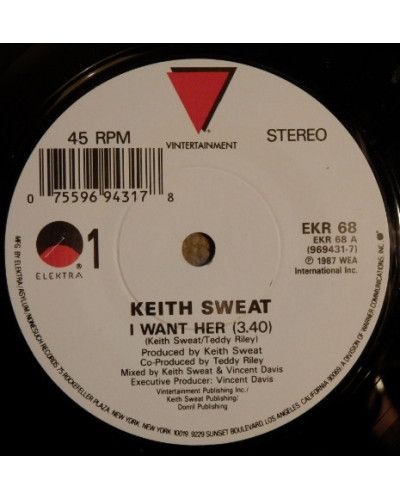 I Want Her [Keith Sweat] - Vinyl 7", 45 RPM, Single, Stereo