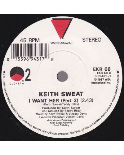 I Want Her [Keith Sweat] - Vinyl 7", 45 RPM, Single, Stereo