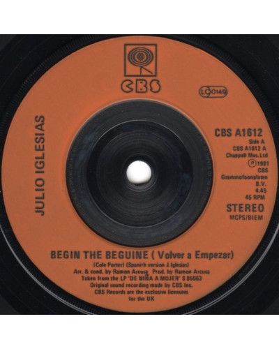 Begin The Beguine [Julio Iglesias] - Vinyl 7", 45 RPM, Single, Stéréo [product.brand] 1 - Shop I'm Jukebox 