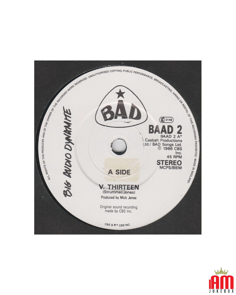 V. Thirteen [Big Audio Dynamite] - Vinyl 7", 45 RPM, Single [product.brand] 1 - Shop I'm Jukebox 