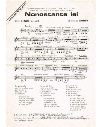 Nonostante Lei [Iva Zanicchi] - Vinyl 7", 45 RPM, Stereo