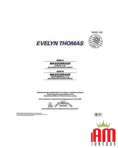 Masquerade [Evelyn Thomas] – Vinyl 7", Single, 45 RPM [product.brand] 1 - Shop I'm Jukebox 