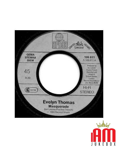 Masquerade [Evelyn Thomas] - Vinyl 7", Single, 45 RPM [product.brand] 1 - Shop I'm Jukebox 