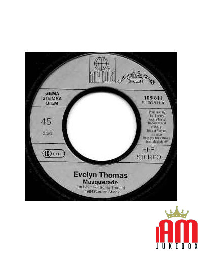 Masquerade [Evelyn Thomas] - Vinyl 7", Single, 45 RPM [product.brand] 1 - Shop I'm Jukebox 