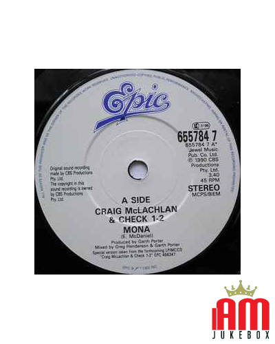 Mona [Craig McLachlan & Check 1-2] - Vinyl 7", 45 RPM, Single, Stereo [product.brand] 1 - Shop I'm Jukebox 