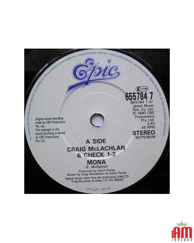 Mona [Craig McLachlan & Check 1-2] - Vinyl 7", 45 RPM, Single, Stereo [product.brand] 1 - Shop I'm Jukebox 