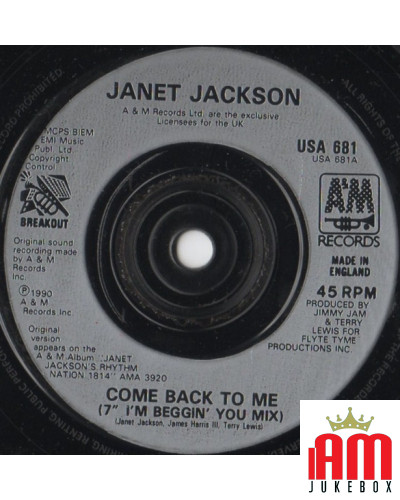 Come Back To Me b w Alright [Janet Jackson] - Vinyl 7", Single, 45 RPM [product.brand] 1 - Shop I'm Jukebox 