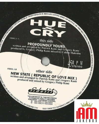 Profoundly Yours [Hue & Cry] - Vinyl 7", Single, 45 RPM [product.brand] 1 - Shop I'm Jukebox 