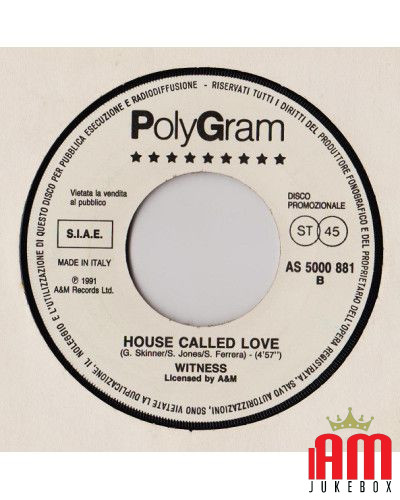 Je meurs pour toi House Called Love [Sting,...] - Vinyl 7", 45 RPM, Promo [product.brand] 1 - Shop I'm Jukebox 