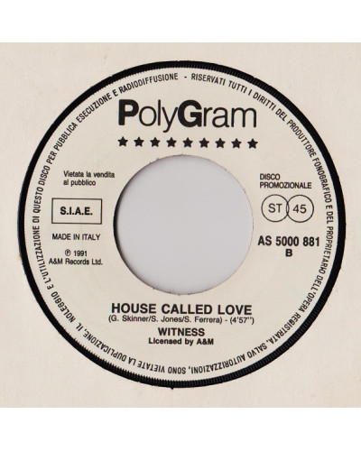 Muoio Per Te House Called Love [Sting,...] - Vinyl 7", 45 RPM, Promo [product.brand] 1 - Shop I'm Jukebox 