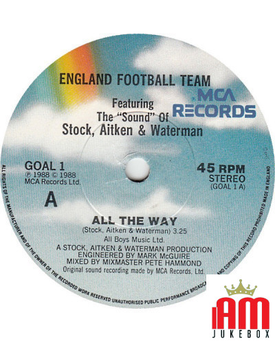 All The Way [England Football Team,...] - Vinyl 7", 45 RPM, Single, Stereo [product.brand] 1 - Shop I'm Jukebox 