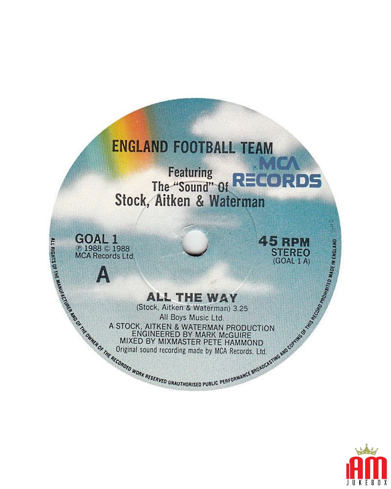 All The Way [England Football Team,...] - Vinyl 7", 45 RPM, Single, Stereo