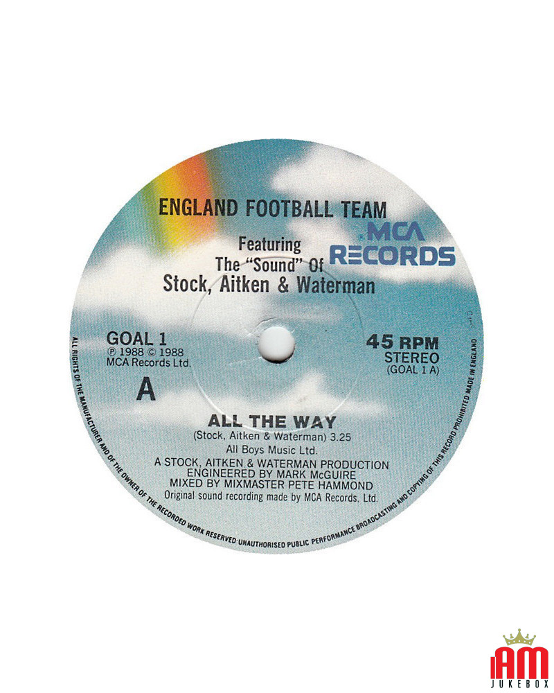 All The Way [England Football Team,...] - Vinyl 7", 45 RPM, Single, Stereo [product.brand] 1 - Shop I'm Jukebox 