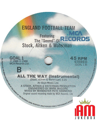 All The Way [England Football Team,...] - Vinyl 7", 45 RPM, Single, Stereo [product.brand] 1 - Shop I'm Jukebox 