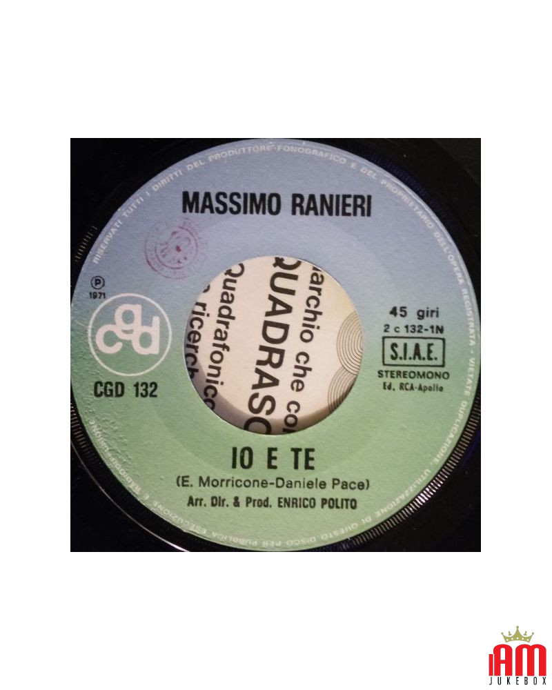 Io E Te Adagio Veneziano [Massimo Ranieri] – Vinyl 7", 45 RPM