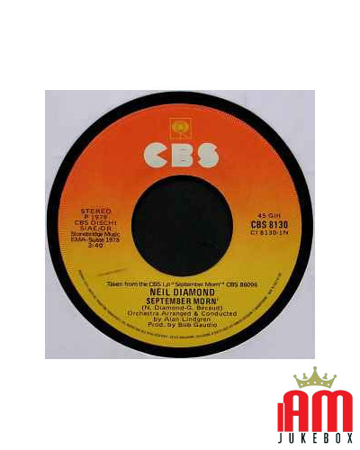 September Morn' [Neil Diamond] - Vinyl 7", 45 RPM, Single, Stereo [product.brand] 1 - Shop I'm Jukebox 