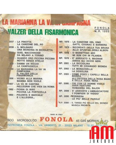 La Marianna La Va' In Campagna Il Valzer Della Fisarmonica [Arnolfo Valli] - Vinyl 7" [product.brand] 1 - Shop I'm Jukebox 