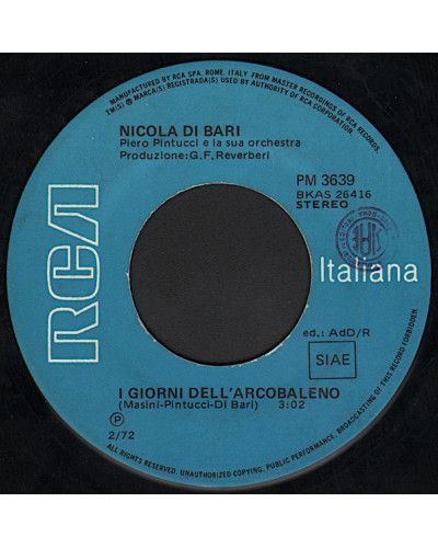 I Giorni Dell'Arcobaleno   Era Di Primavera [Nicola Di Bari] - Vinyl 7