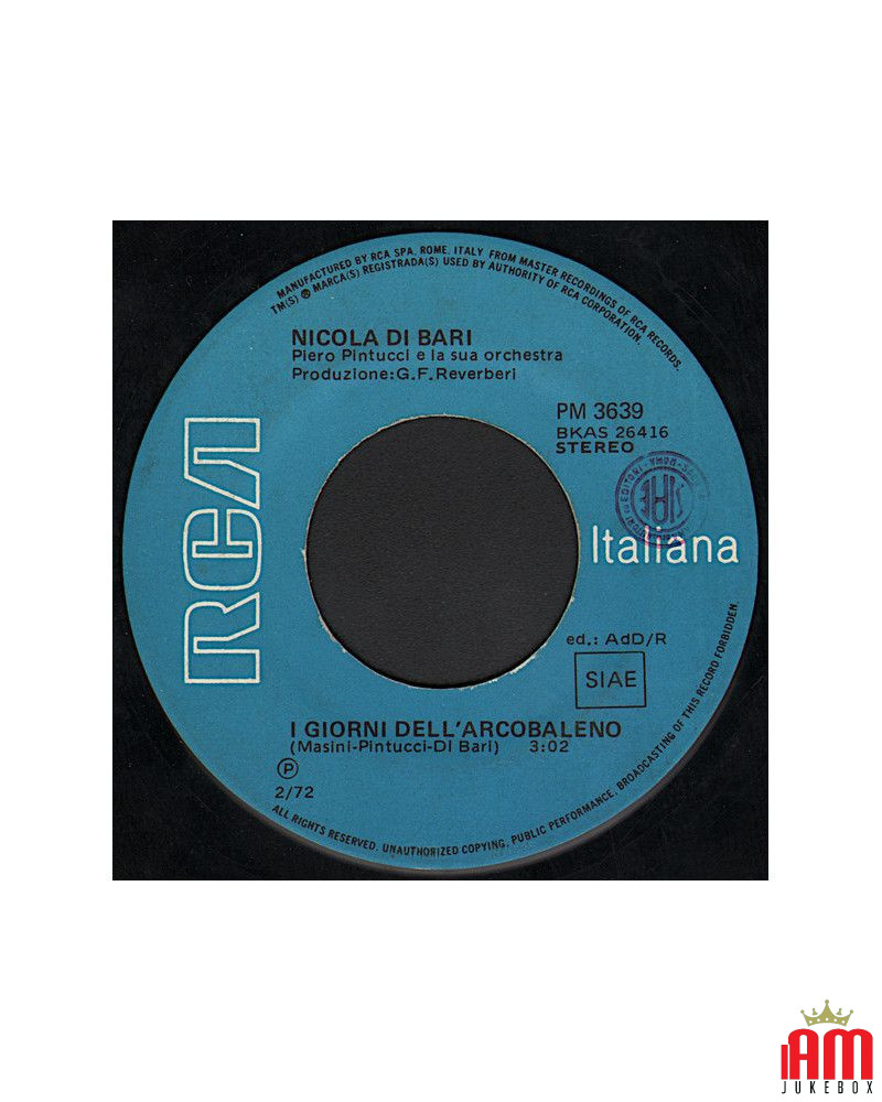 I Giorni Dell'Arcobaleno   Era Di Primavera [Nicola Di Bari] - Vinyl 7", 45 RPM, Stereo