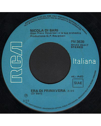 I Giorni Dell'Arcobaleno   Era Di Primavera [Nicola Di Bari] - Vinyl 7", 45 RPM, Stereo