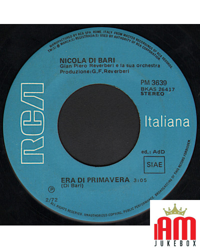 I Giorni Dell'Arcobaleno Era Di Primavera [Nicola Di Bari] - Vinyl 7", 45 RPM, Stereo [product.brand] 1 - Shop I'm Jukebox 