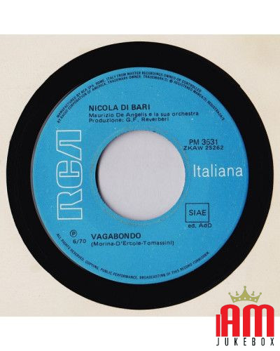 Vagabondo La Mia Donna [Nicola Di Bari] - Vinyl 7", 45 RPM, Mono [product.brand] 1 - Shop I'm Jukebox