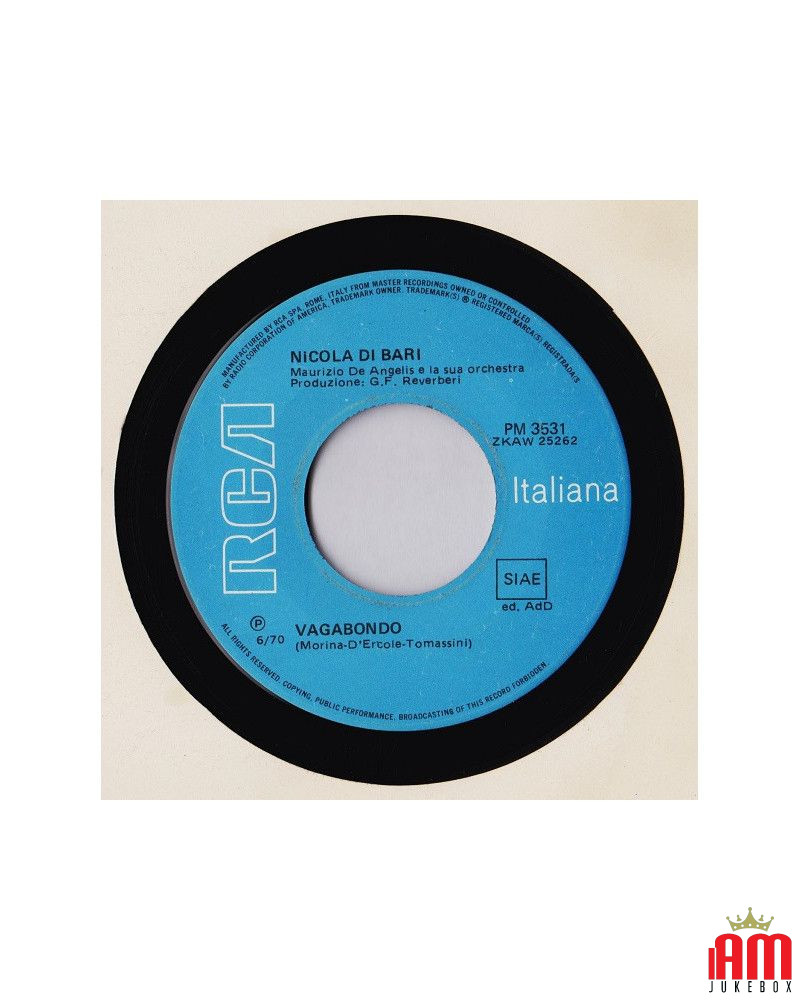 Vagabondo La Mia Donna [Nicola Di Bari] - Vinyl 7", 45 RPM, Mono [product.brand] 1 - Shop I'm Jukebox