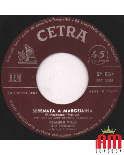 'E Rrose E Tu   Serenata A Margellina [Claudio Villa] - Vinyl 7", 45 RPM