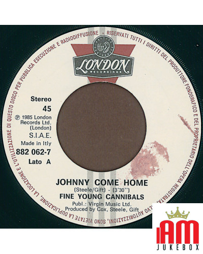 Johnny Come Home [Fine Young Cannibals] - Vinyl 7", 45 RPM, Stereo [product.brand] 1 - Shop I'm Jukebox 