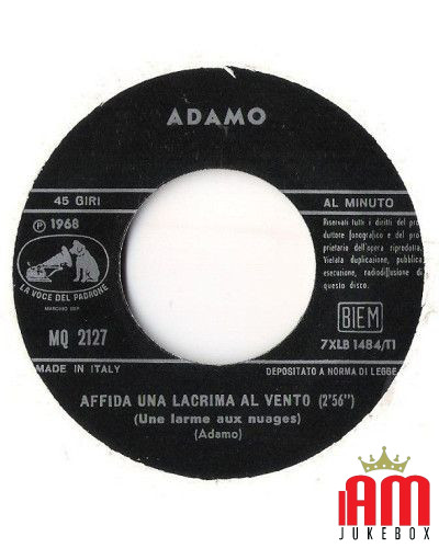 Affida Una Lacrima Al Vento [Adamo] - Vinyl 7", 45 RPM [product.brand] 1 - Shop I'm Jukebox