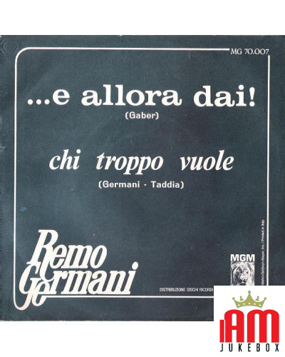 ...E Allora Dai! [Remo Germani] - Vinyl 7", 45 RPM [product.brand] 1 - Shop I'm Jukebox 