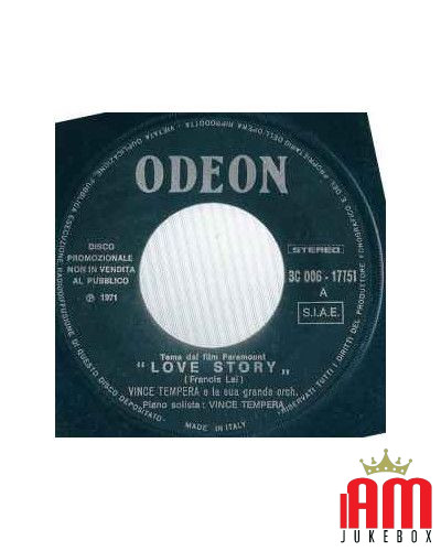 Love Story (Tema Dal Film Paramount "Love Story") [Vincenzo Tempera] - Vinyl 7", 45 RPM, Promo