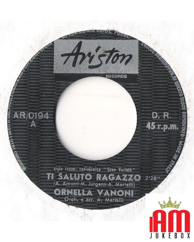 Ti Saluto Ragazzo [Ornella Vanoni] - Vinyl 7", 45 RPM [product.brand] 1 - Shop I'm Jukebox 