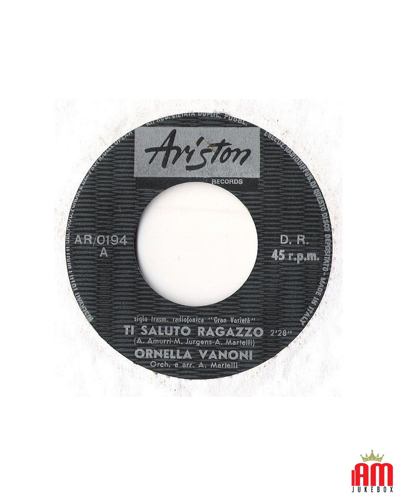 Ti Saluto Ragazzo [Ornella Vanoni] - Vinyl 7", 45 RPM [product.brand] 1 - Shop I'm Jukebox 