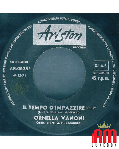 Il Tempo D'Impazzire [Ornella Vanoni] - Vinyl 7", 45 RPM [product.brand] 1 - Shop I'm Jukebox